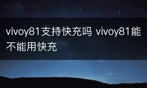 vivoy81支持快充吗 vivoy81能不能用快充