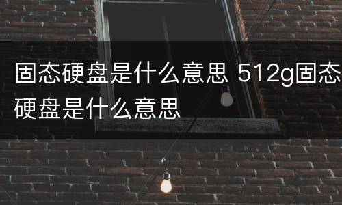 固态硬盘是什么意思 512g固态硬盘是什么意思