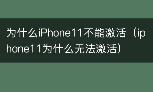 为什么iPhone11不能激活（iphone11为什么无法激活）