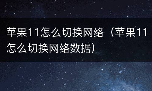 苹果11怎么切换网络（苹果11怎么切换网络数据）