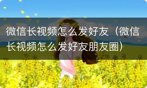 微信长视频怎么发好友（微信长视频怎么发好友朋友圈）
