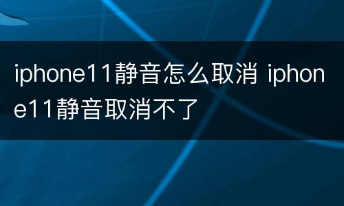 iphone11静音怎么取消 iphone11静音取消不了