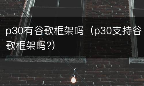 p30有谷歌框架吗（p30支持谷歌框架吗?）