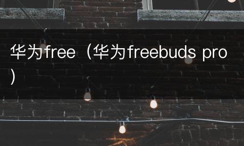 华为free（华为freebuds pro）
