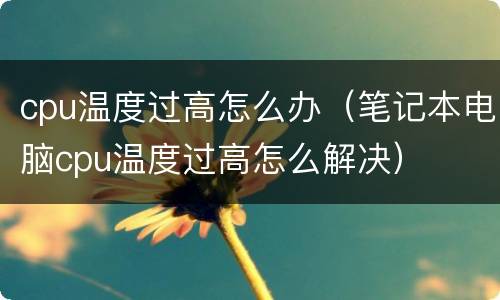 cpu温度过高怎么办（笔记本电脑cpu温度过高怎么解决）