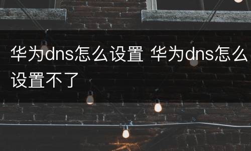 华为dns怎么设置 华为dns怎么设置不了
