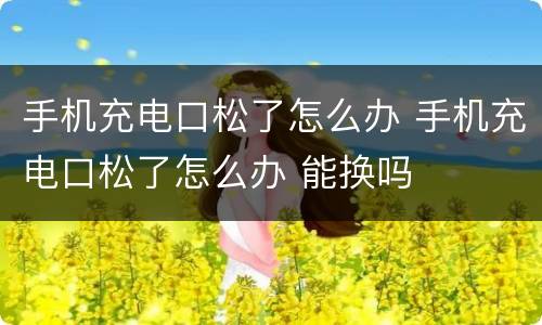 手机充电口松了怎么办 手机充电口松了怎么办 能换吗