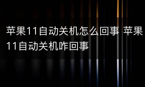 苹果11自动关机怎么回事 苹果11自动关机咋回事