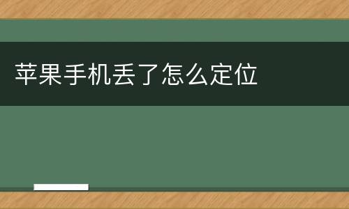 苹果手机丢了怎么定位