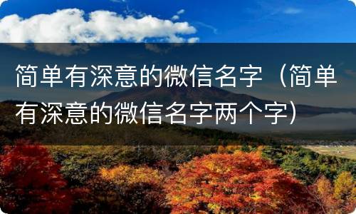 简单有深意的微信名字（简单有深意的微信名字两个字）