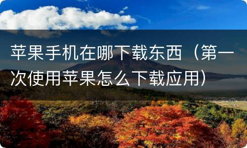 苹果手机在哪下载东西（第一次使用苹果怎么下载应用）