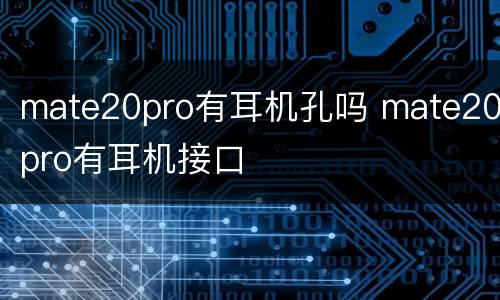 mate20pro有耳机孔吗 mate20pro有耳机接口