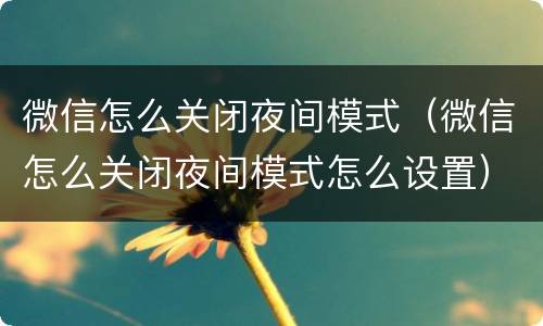 微信怎么关闭夜间模式（微信怎么关闭夜间模式怎么设置）
