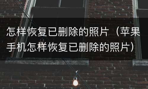 怎样恢复已删除的照片（苹果手机怎样恢复已删除的照片）