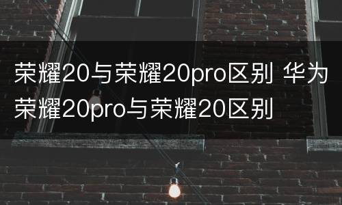 荣耀20与荣耀20pro区别 华为荣耀20pro与荣耀20区别