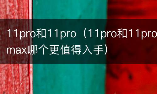 11pro和11pro（11pro和11promax哪个更值得入手）