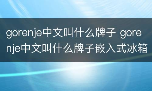 gorenje中文叫什么牌子 gorenje中文叫什么牌子嵌入式冰箱