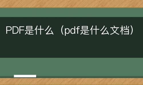 PDF是什么（pdf是什么文档）