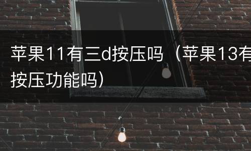 苹果11有三d按压吗（苹果13有按压功能吗）