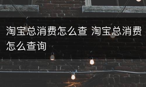 淘宝总消费怎么查 淘宝总消费怎么查询