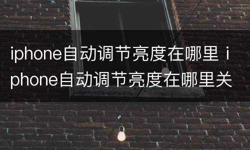 iphone自动调节亮度在哪里 iphone自动调节亮度在哪里关