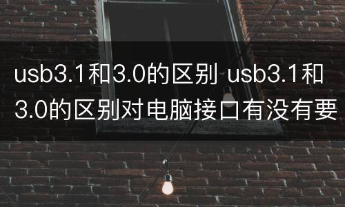 usb3.1和3.0的区别 usb3.1和3.0的区别对电脑接口有没有要求
