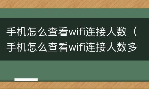 手机怎么查看wifi连接人数（手机怎么查看wifi连接人数多少）