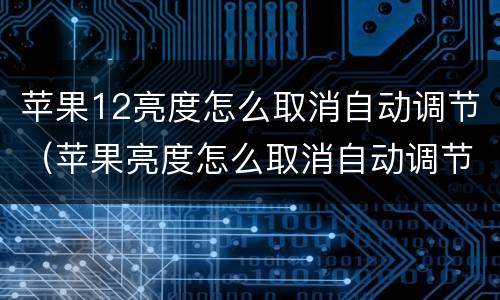 苹果12亮度怎么取消自动调节（苹果亮度怎么取消自动调节xr）