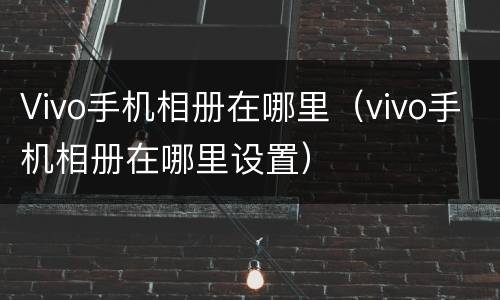 Vivo手机相册在哪里（vivo手机相册在哪里设置）