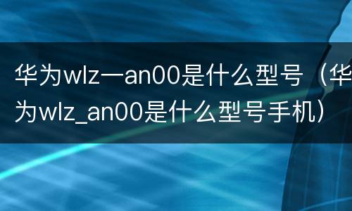 华为wlz一an00是什么型号（华为wlz_an00是什么型号手机）