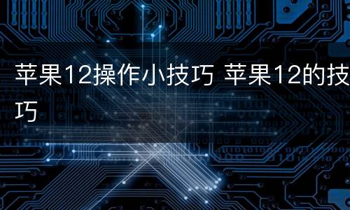 苹果12操作小技巧 苹果12的技巧