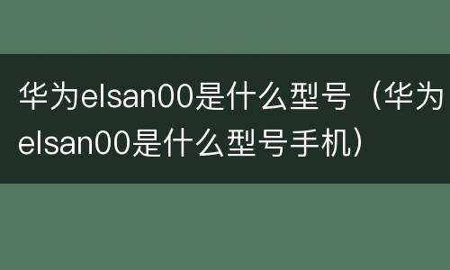 华为elsan00是什么型号（华为elsan00是什么型号手机）