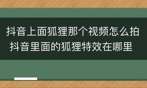 抖音上面狐狸那个视频怎么拍 抖音里面的狐狸特效在哪里