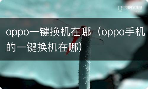 oppo一键换机在哪（oppo手机的一键换机在哪）