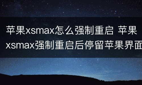 苹果xsmax怎么强制重启 苹果xsmax强制重启后停留苹果界面