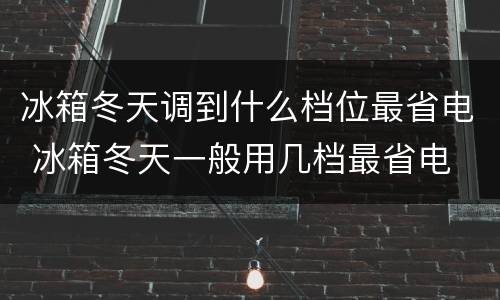 冰箱冬天调到什么档位最省电 冰箱冬天一般用几档最省电