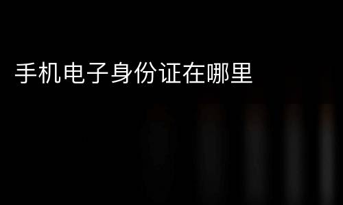 手机电子身份证在哪里