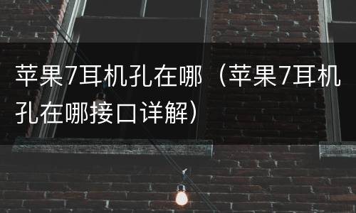 苹果7耳机孔在哪（苹果7耳机孔在哪接口详解）