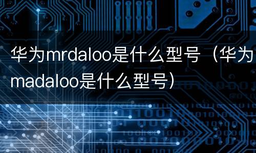 华为mrdaloo是什么型号（华为madaloo是什么型号）