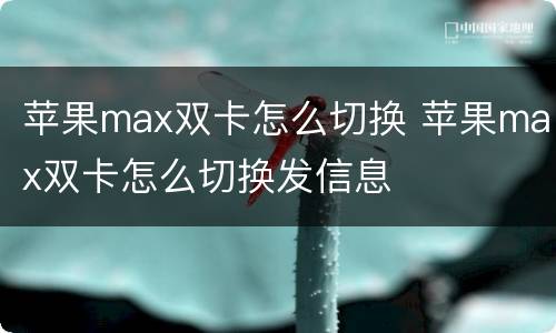 苹果max双卡怎么切换 苹果max双卡怎么切换发信息