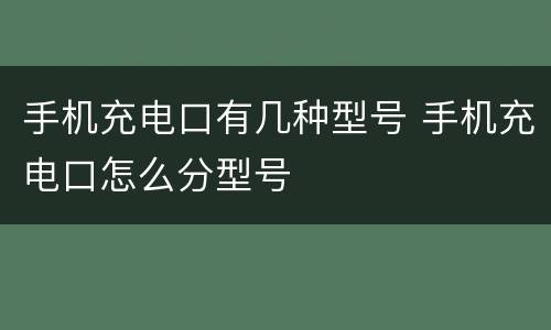手机充电口有几种型号 手机充电口怎么分型号