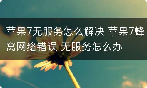 苹果7无服务怎么解决 苹果7蜂窝网络错误 无服务怎么办