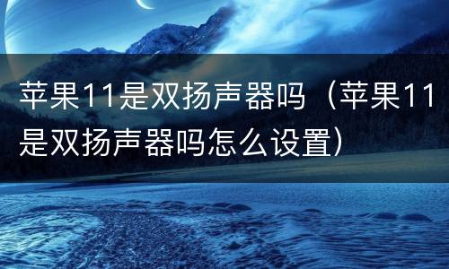 苹果11是双扬声器吗（苹果11是双扬声器吗怎么设置）