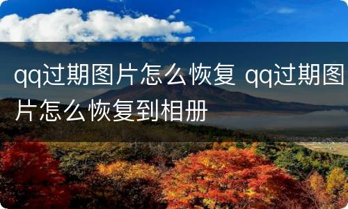 qq过期图片怎么恢复 qq过期图片怎么恢复到相册