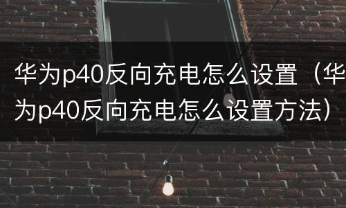 华为p40反向充电怎么设置（华为p40反向充电怎么设置方法）