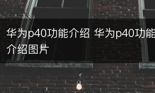 华为p40功能介绍 华为p40功能介绍图片
