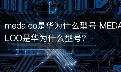medaloo是华为什么型号 MEDALOO是华为什么型号?