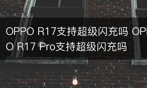 OPPO R17支持超级闪充吗 OPPO R17 Pro支持超级闪充吗