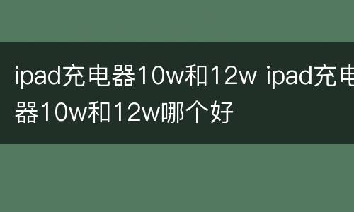 ipad充电器10w和12w ipad充电器10w和12w哪个好