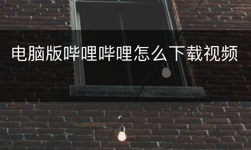电脑版哔哩哔哩怎么下载视频